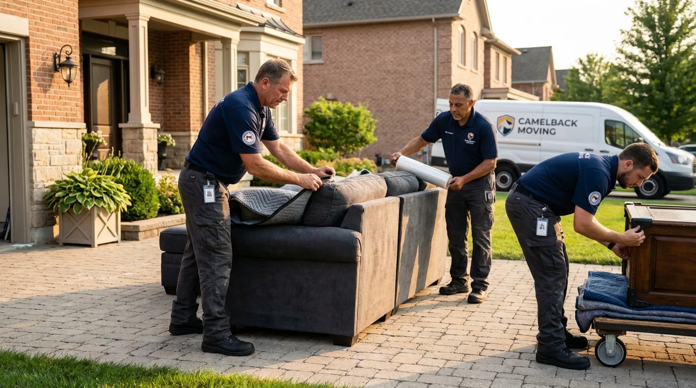 Large estate moving crew wrapping furniture in Manning, SC